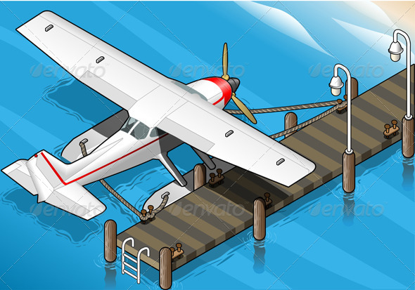 GraphicRiver Isometric Seaplane Moored at the Pier in Rear View 5198354 GraphicRiver Isometric Seaplane Moored at the Pier in Rear View 5198354