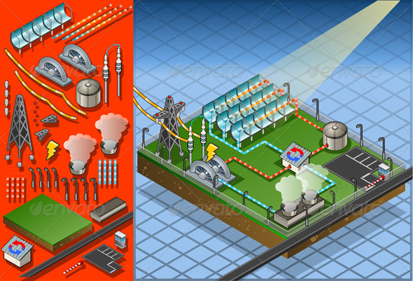 GraphicRiver Isometric Thermo Solar Plant at Work 5198830 GraphicRiver Isometric Thermo Solar Plant at Work 5198830