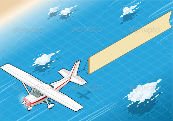 GraphicRiver Isometric White Plane in Flight with Aerial Banner 5207513 GraphicRiver Isometric White Plane in Flight with Aerial Banner 5207513
