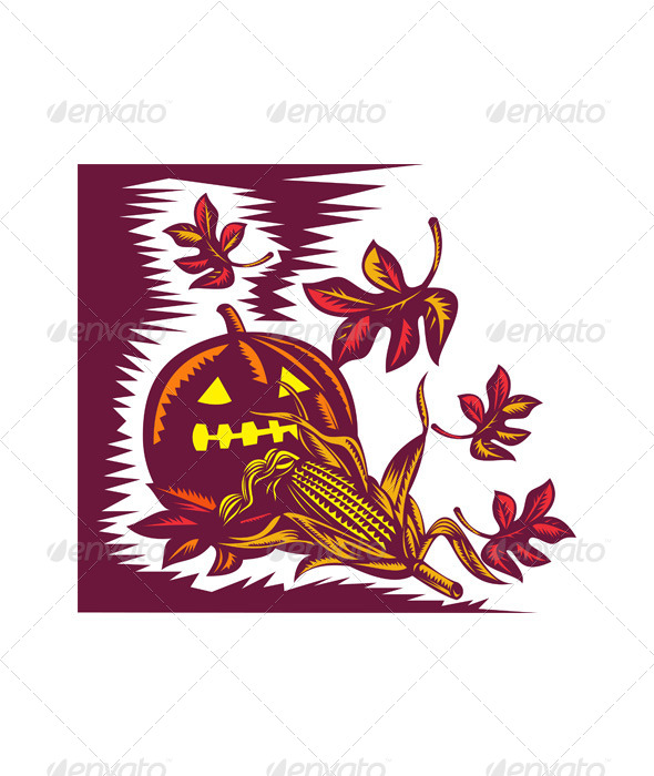 GraphicRiver Halloween Jack O Lantern Pumpkin with Corn 5208080 GraphicRiver Halloween Jack O Lantern Pumpkin with Corn 5208080