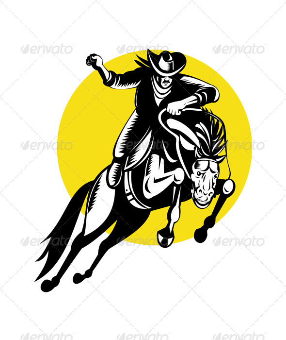 GraphicRiver Rodeo Cowboy Riding a Bucking Bronco 5208089 GraphicRiver Rodeo Cowboy Riding a Bucking Bronco 5208089
