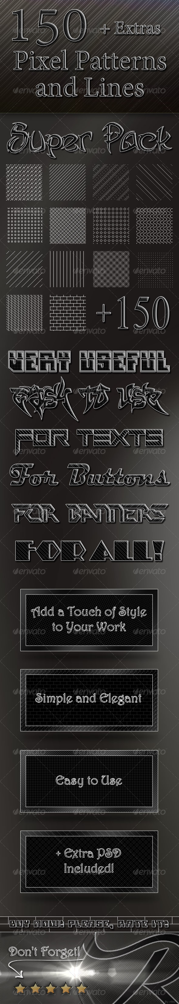 GraphicRiver Pack 150 Pixel Patterns and Lines 5212556 GraphicRiver Pack 150 Pixel Patterns and Lines 5212556
