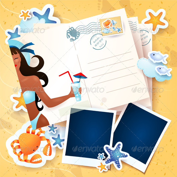GraphicRiver Beach Background with Photo Frames and Postcards 5215663 GraphicRiver Beach Background with Photo Frames and Postcards 5215663