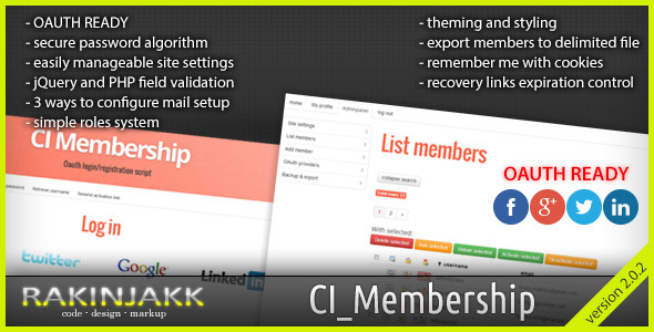 CodeIgniter Membership Script