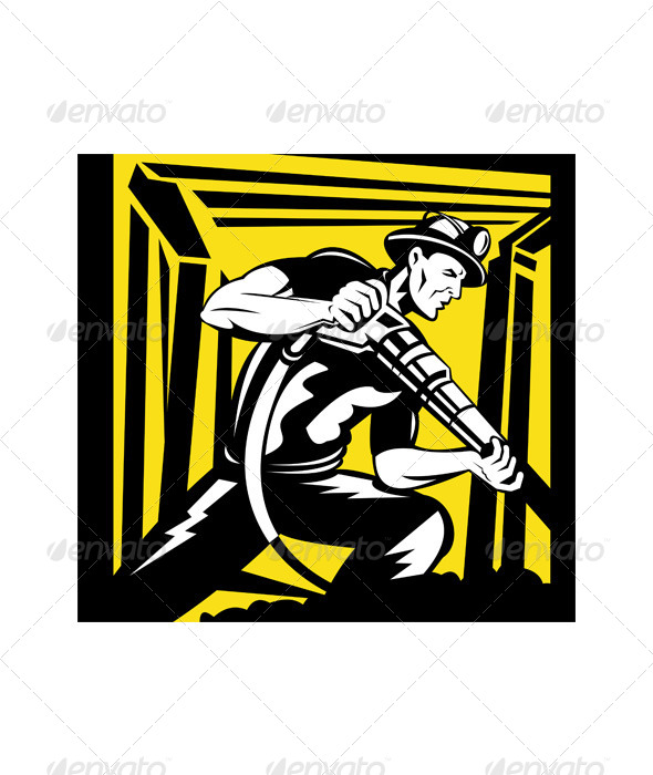 GraphicRiver Coal Miner Drilling Jackdrill Retro 5217201 GraphicRiver Coal Miner Drilling Jackdrill Retro 5217201