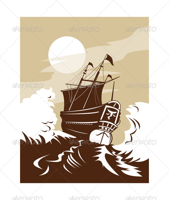 GraphicRiver Spanish Galleon Sailing Ship Rear Retro 5217352 GraphicRiver Spanish Galleon Sailing Ship Rear Retro 5217352