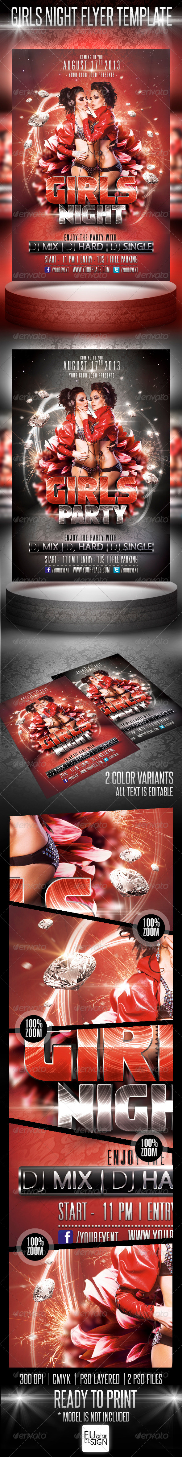 Girls Night Flyer Template - Clubs & Parties Events