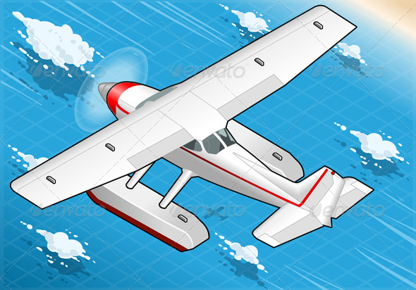 GraphicRiver Isometric Flying Seaplane in Rear View 5232628 GraphicRiver Isometric Flying Seaplane in Rear View 5232628