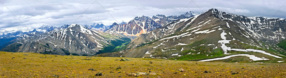 Panorama of Rocky Mountains in Jasper National Park, Canada - Stock Photo - Images