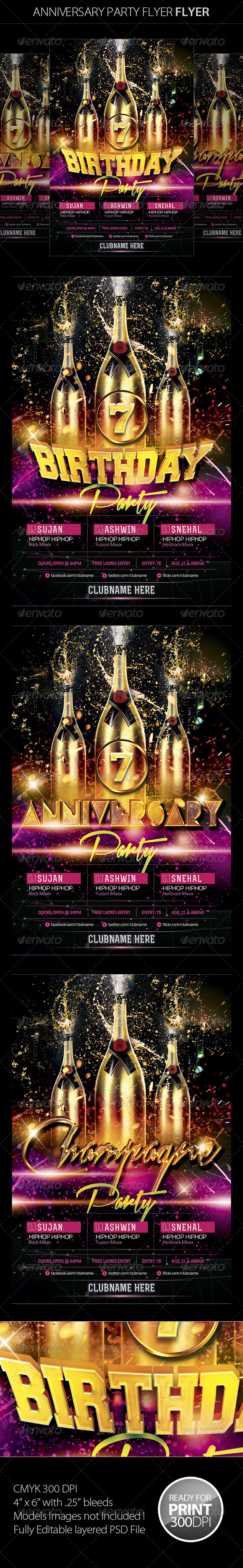 Birthday/Anniversary Party Flyer - Clubs & Parties Events