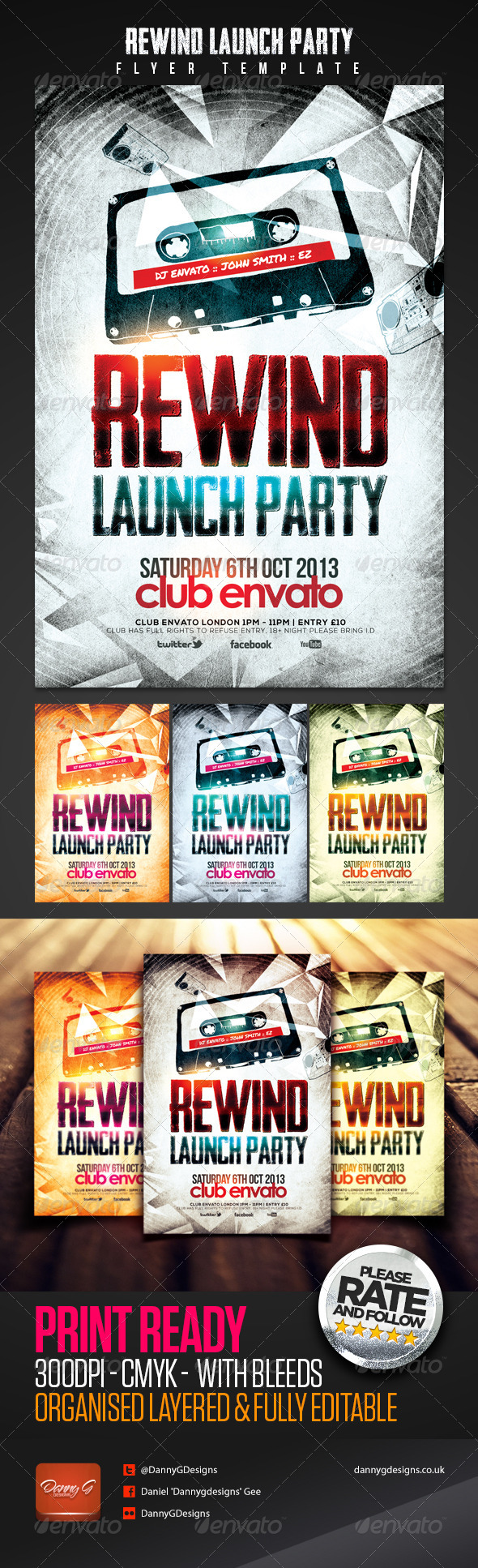 Rewind Launch Party Flyer Template - Clubs & Parties Events