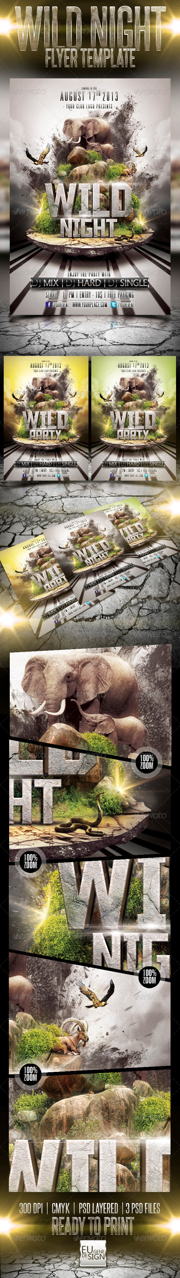 Wild Night Flyer Template - Clubs & Parties Events