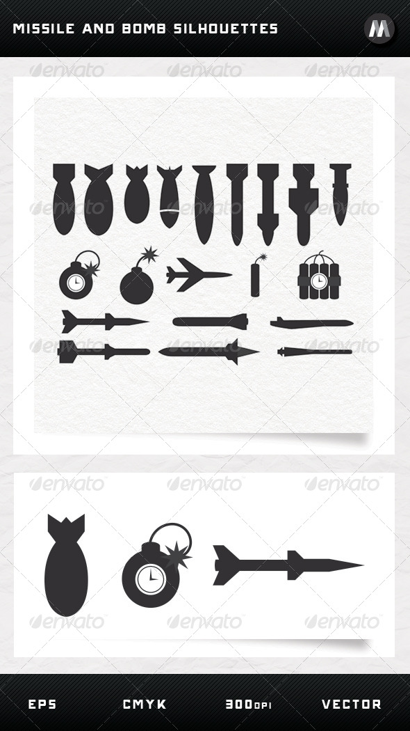 GraphicRiver Missile and Bomb Silhouettes 5255389 GraphicRiver Missile and Bomb Silhouettes 5255389