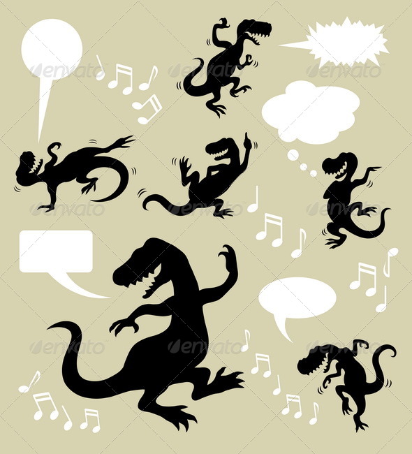Dinosaur Dancing Silhouettes - Animals Characters