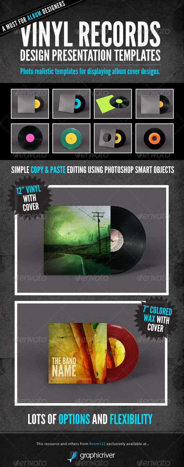 Vinyl Record Album Mock-Ups - Discs Packaging