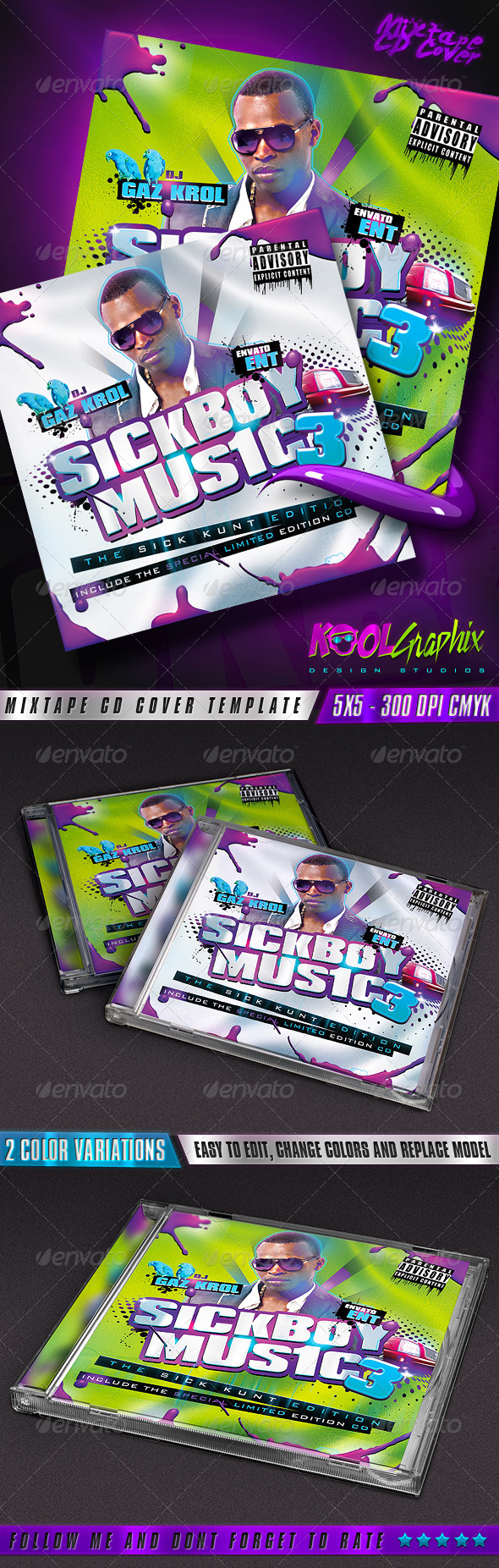 SickBoy Music - Mixtape CD Cover - CD & DVD artwork Print Templates
