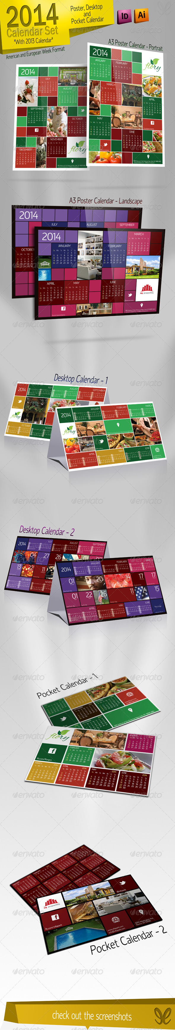 GraphicRiver 2014 Calendar Set Kare 5233216 GraphicRiver 2014 Calendar Set Kare 5233216