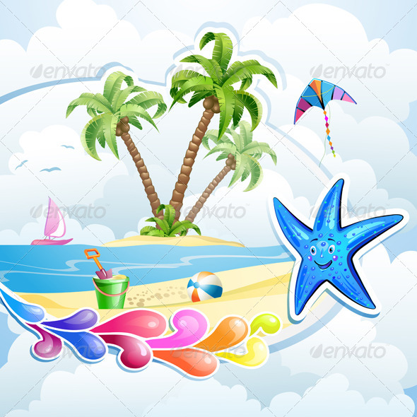 GraphicRiver Summer Beach with Palm Trees 5286130 GraphicRiver Summer Beach with Palm Trees 5286130