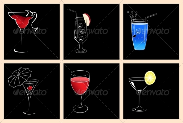 GraphicRiver Cocktail and Wine Glasses 5289375 GraphicRiver Cocktail and Wine Glasses 5289375