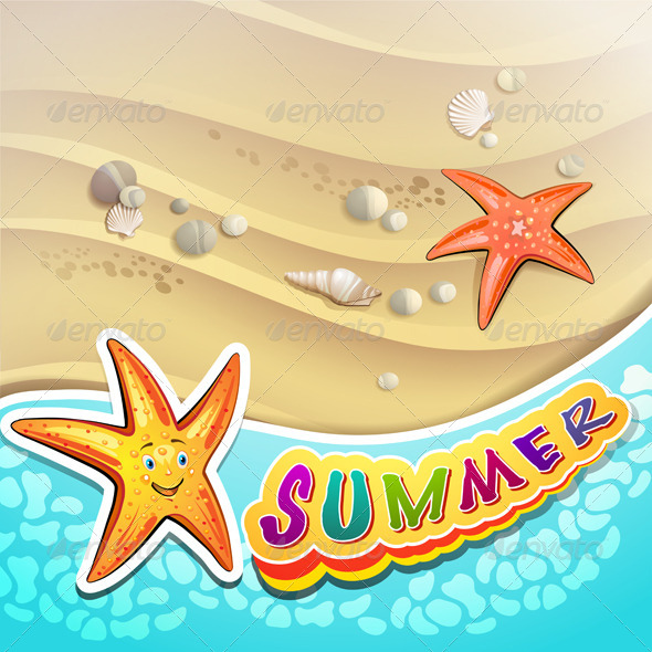 GraphicRiver Summer Beach with Starfish 5292567 GraphicRiver Summer Beach with Starfish 5292567