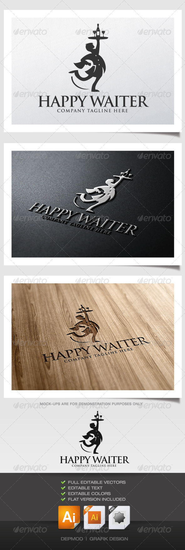 GraphicRiver Happy Waiter Logo 5292675 GraphicRiver Happy Waiter Logo 5292675