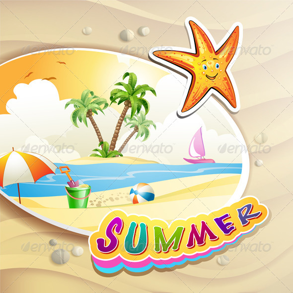 GraphicRiver Summer Beach with Palm Trees 5292765 GraphicRiver Summer Beach with Palm Trees 5292765