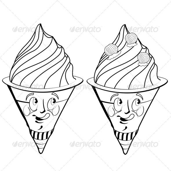 GraphicRiver Strawberry Ice Cream Cartoon 5292783 GraphicRiver Strawberry Ice Cream Cartoon 5292783