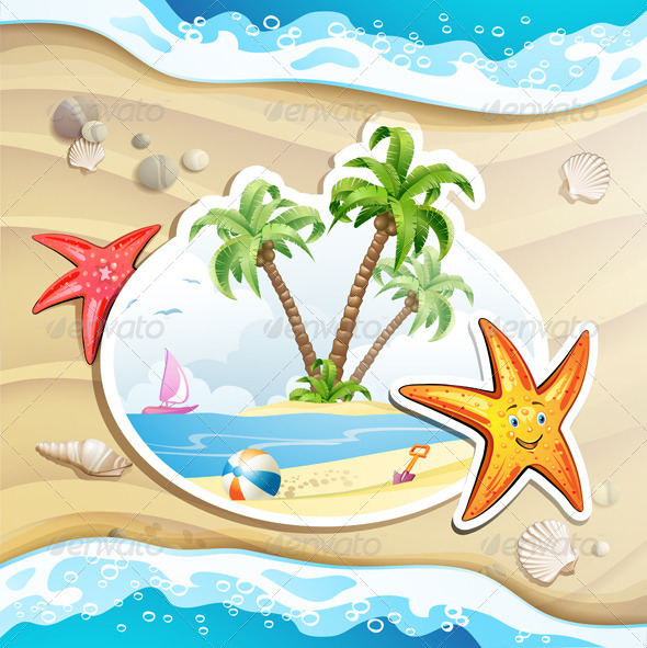 GraphicRiver Summer Beach with Palm Trees 5292888 GraphicRiver Summer Beach with Palm Trees 5292888