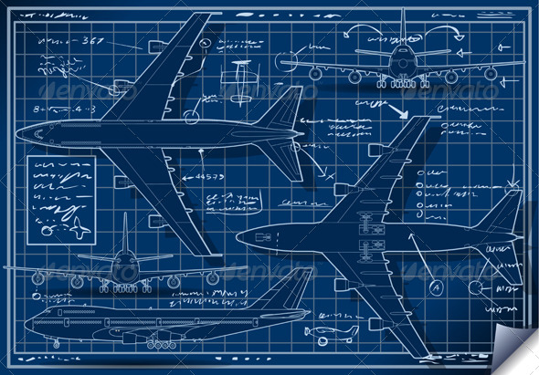 GraphicRiver Plane Blue Project in Five Orthogonal Views 5293195 GraphicRiver Plane Blue Project in Five Orthogonal Views 5293195