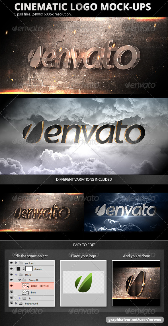 Cinematic Logo Mock-ups - Logo Product Mock-Ups