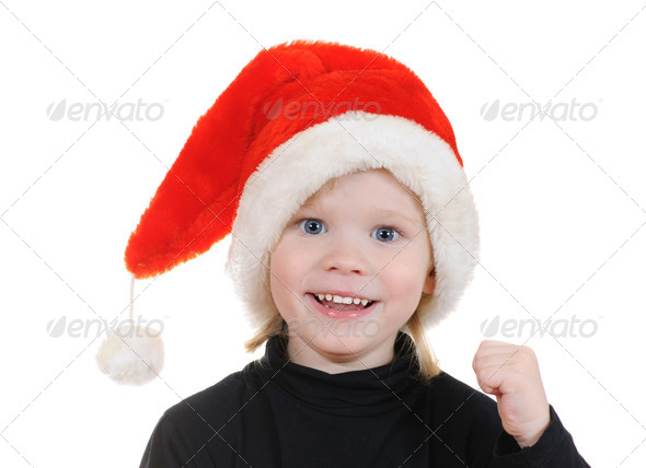 The child in a hat santa claus - Stock Photo - Images
