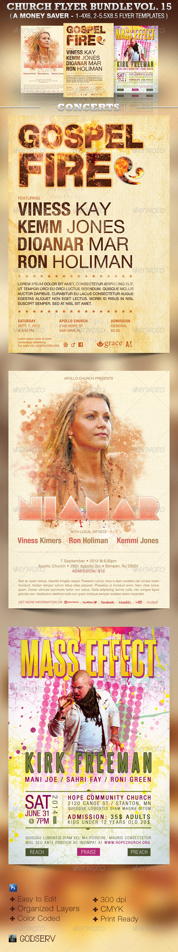 Church Flyer Template Bundle Vol 15: Concerts - Church Flyers