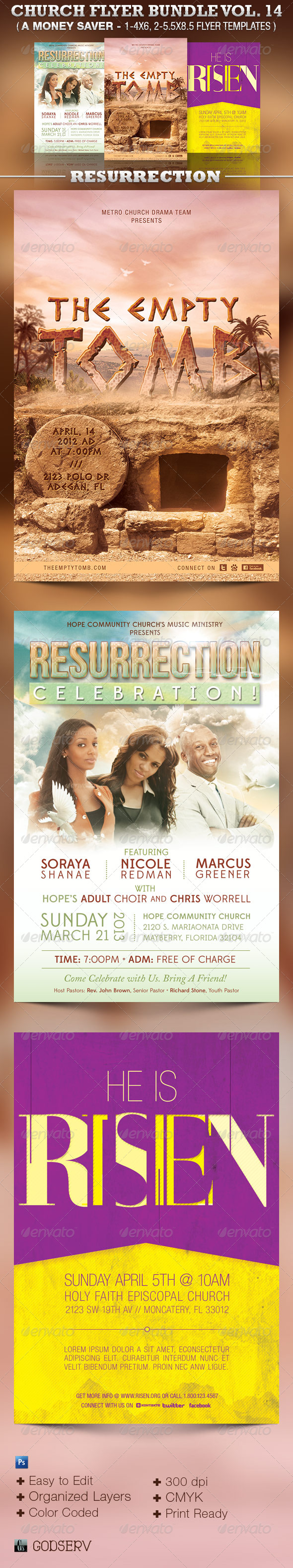 Church Flyer Template Bundle Vol 14: Resurrection - Church Flyers