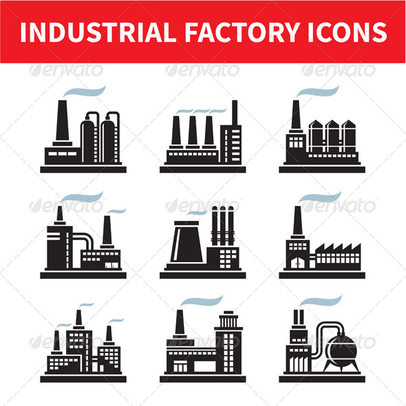Industrial Factory Icons Set - Industries Business