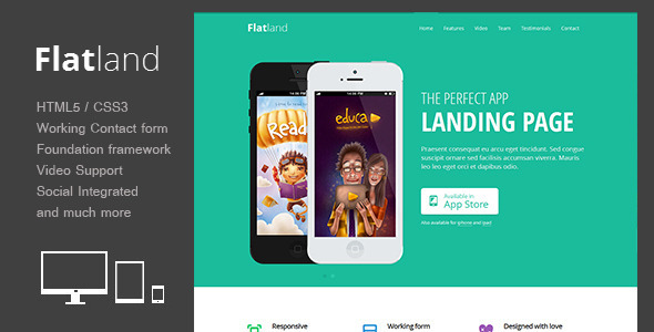 ThemeForest Flatland Responsive HTML5 App landing page 5329327 ThemeForest Flatland Responsive HTML5 App landing page 5329327