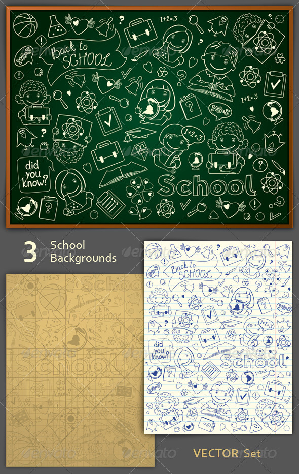 GraphicRiver School Backgrounds Set 5334329 GraphicRiver School Backgrounds Set 5334329