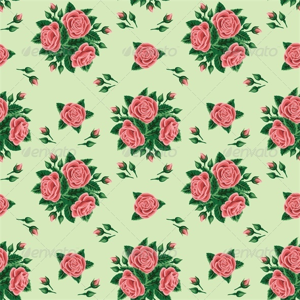 GraphicRiver Red Roses Bouquet on Seamless Green Background 5337152 GraphicRiver Red Roses Bouquet on Seamless Green Background 5337152