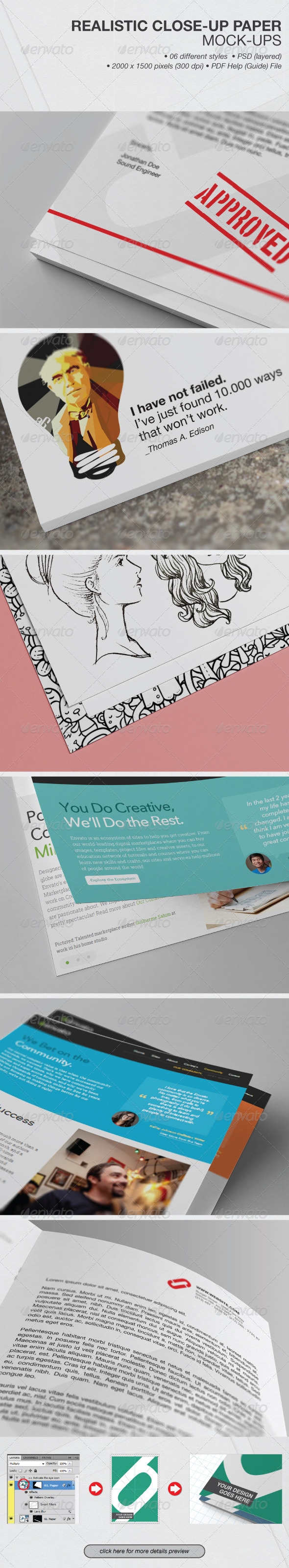 GraphicRiver Realistic Close-up Paper Mock-ups 5291777 GraphicRiver Realistic Close-up Paper Mock-ups 5291777