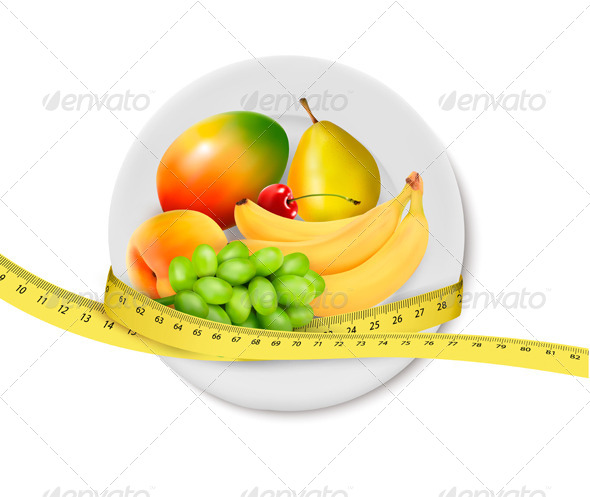 GraphicRiver Diet Meal Fruit in a plate with measuring tape 5337989 GraphicRiver Diet Meal Fruit in a plate with measuring tape 5337989