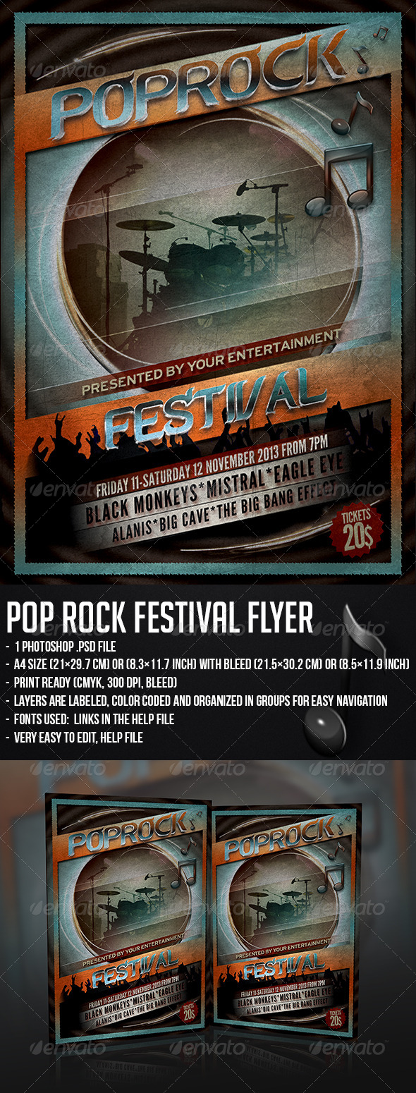 GraphicRiver Pop Rock Festival Flyer 5342917 GraphicRiver Pop Rock Festival Flyer 5342917