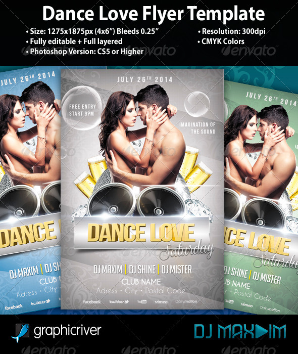GraphicRiver Dance Love Flyer Template 5346076 GraphicRiver Dance Love Flyer Template 5346076