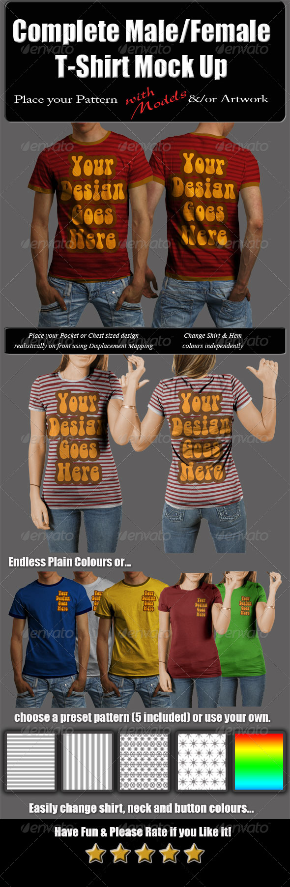 Complete Male & Female T-Shirt Mock Up with Model - T-shirts Apparel