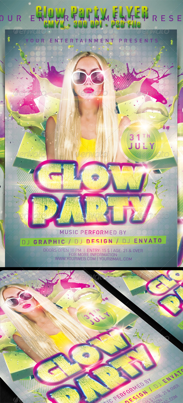 Glow Party Flyer - Events Flyers