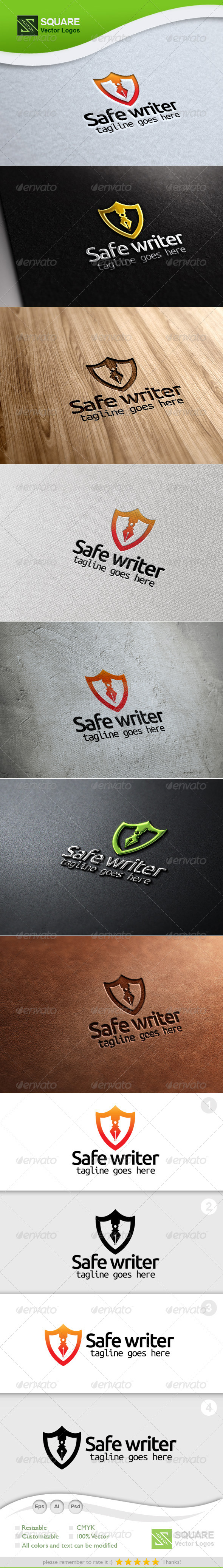 GraphicRiver Shield Writer Vector Logo Template 5348462 GraphicRiver Shield Writer Vector Logo Template 5348462