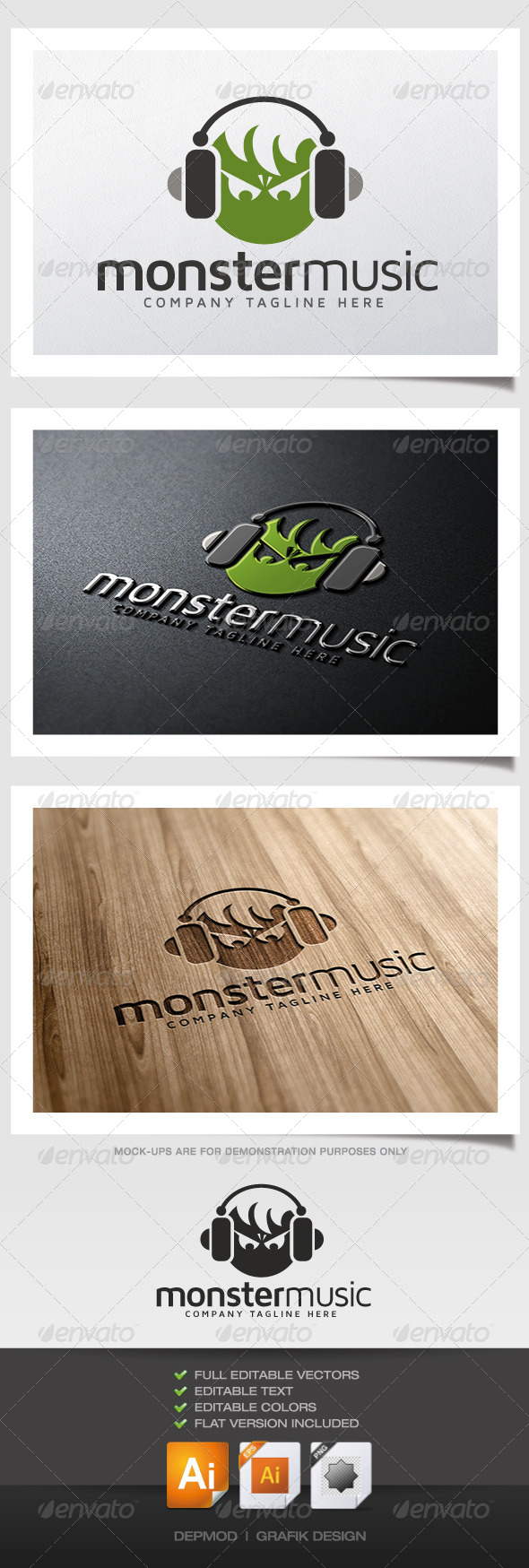 Monster Music Logo - Animals Logo Templates