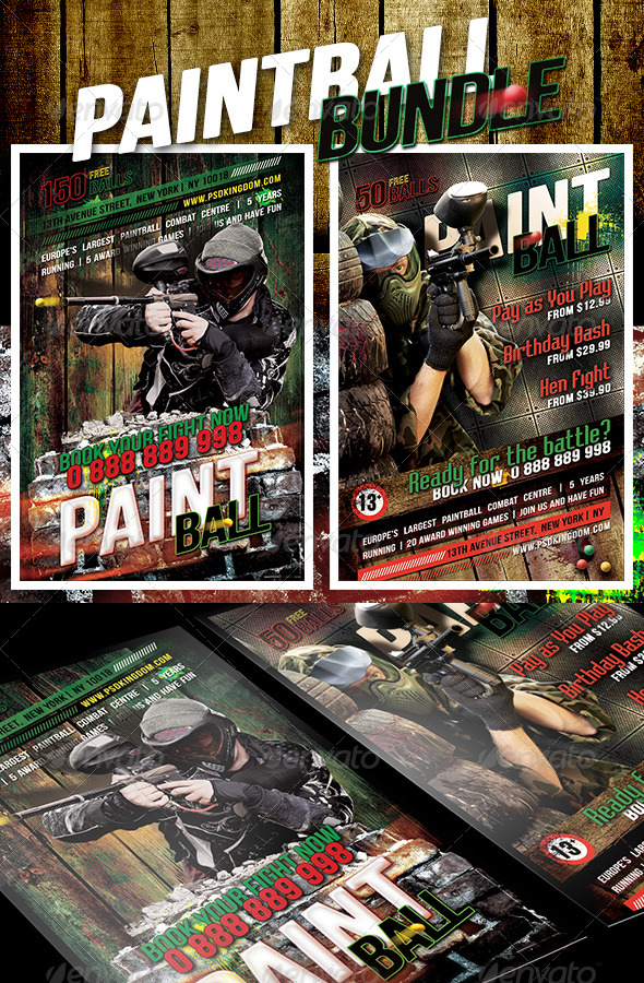 Bundle Grunge Paintball Flyer - Print Templates