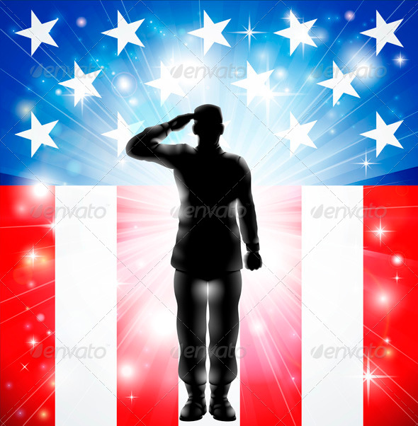 US Flag Military Armed Forces Soldier Silhouette - People Characters