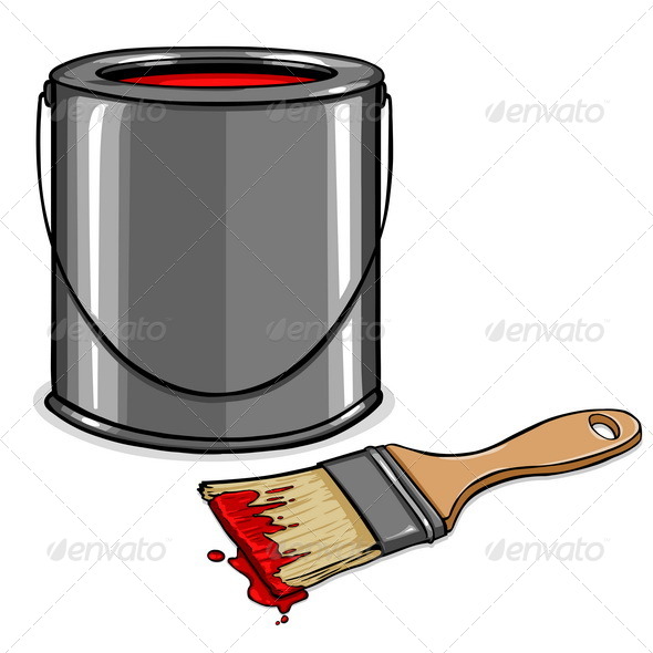 GraphicRiver Vector Tin with Red Paint and Paint Brush 5355331 GraphicRiver Vector Tin with Red Paint and Paint Brush 5355331