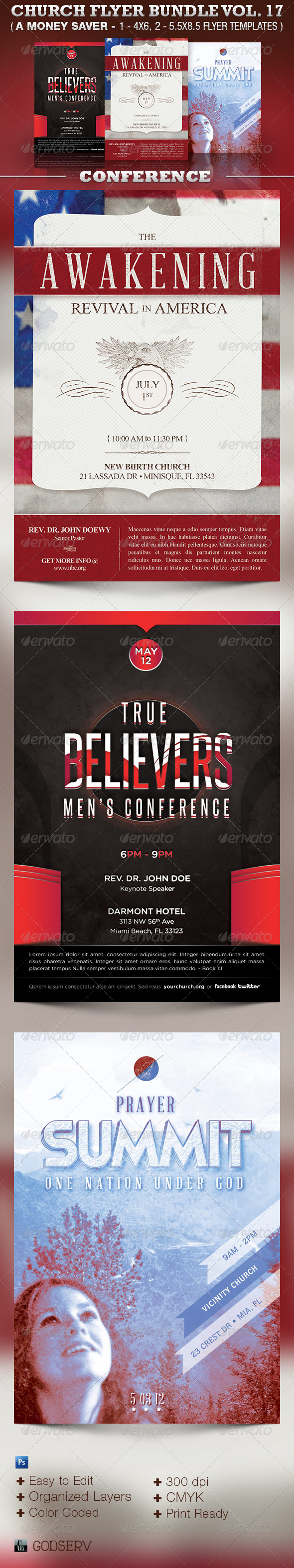 Church Flyer Template Bundle Vol 17: Conventions - Church Flyers