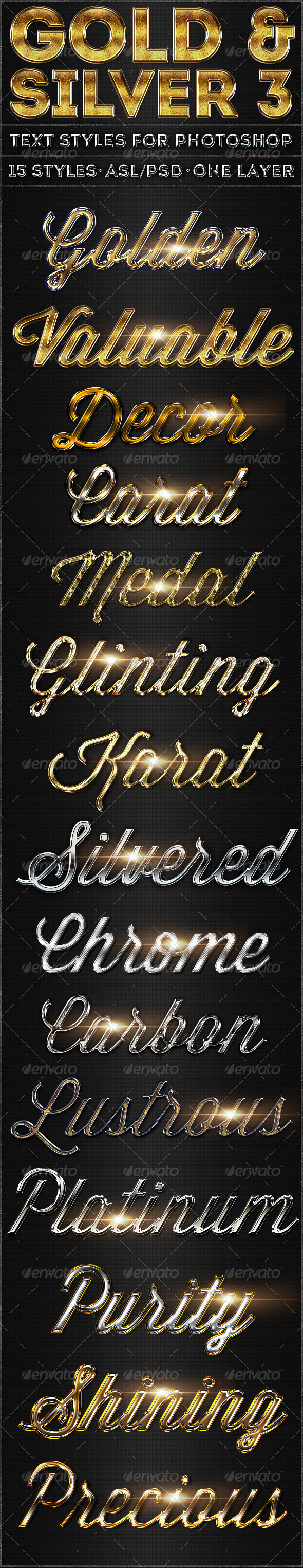 Gold & Silver 3 - Text Styles - Text Effects Actions